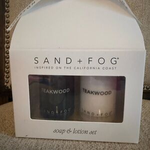 Sand + Fog Teakwood scent hand Soap & Lotion Set in new 10.14 oz bottles